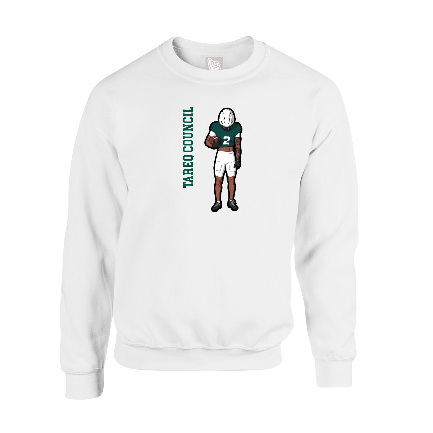 Fleece Crew — Name Vertical in White
