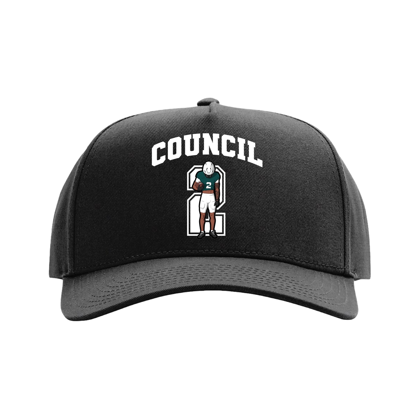 Full Fabric Five-Panel Champ Cap — Number in Black
