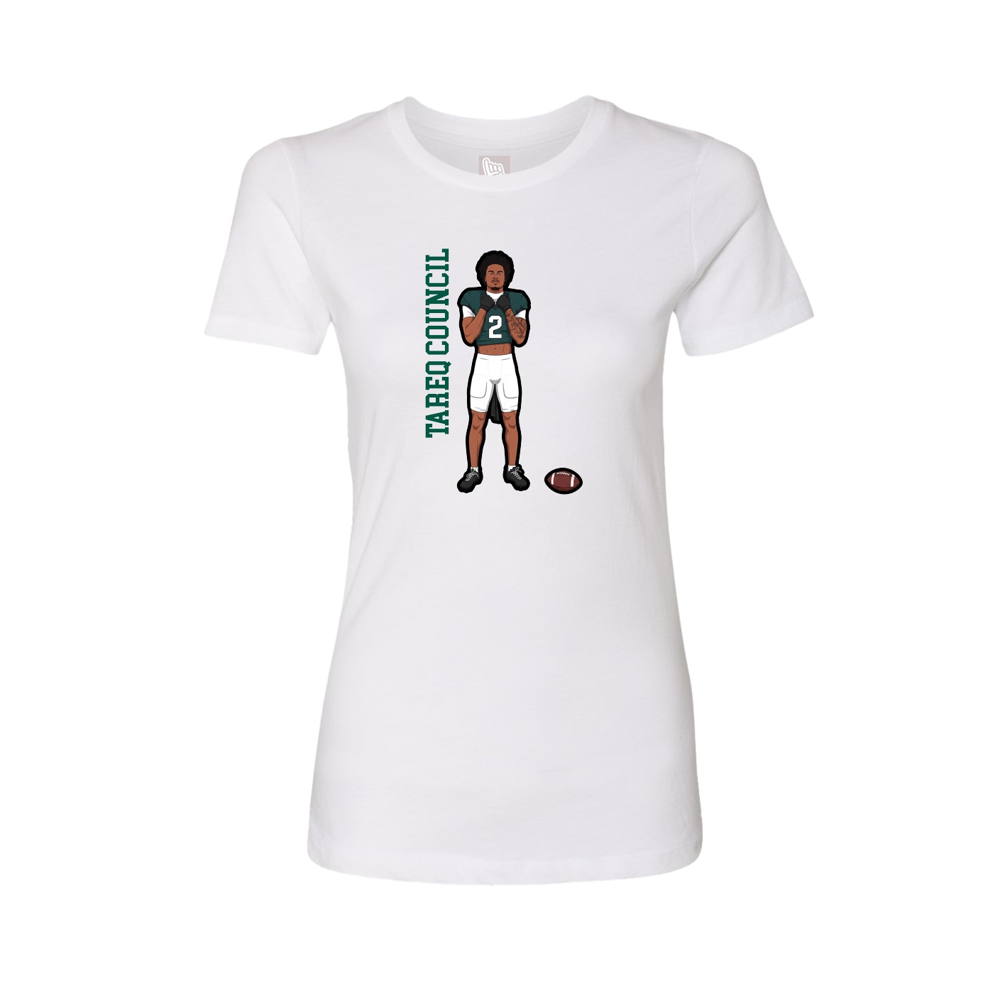 Fitted Women's Tee — Name Vertical in White