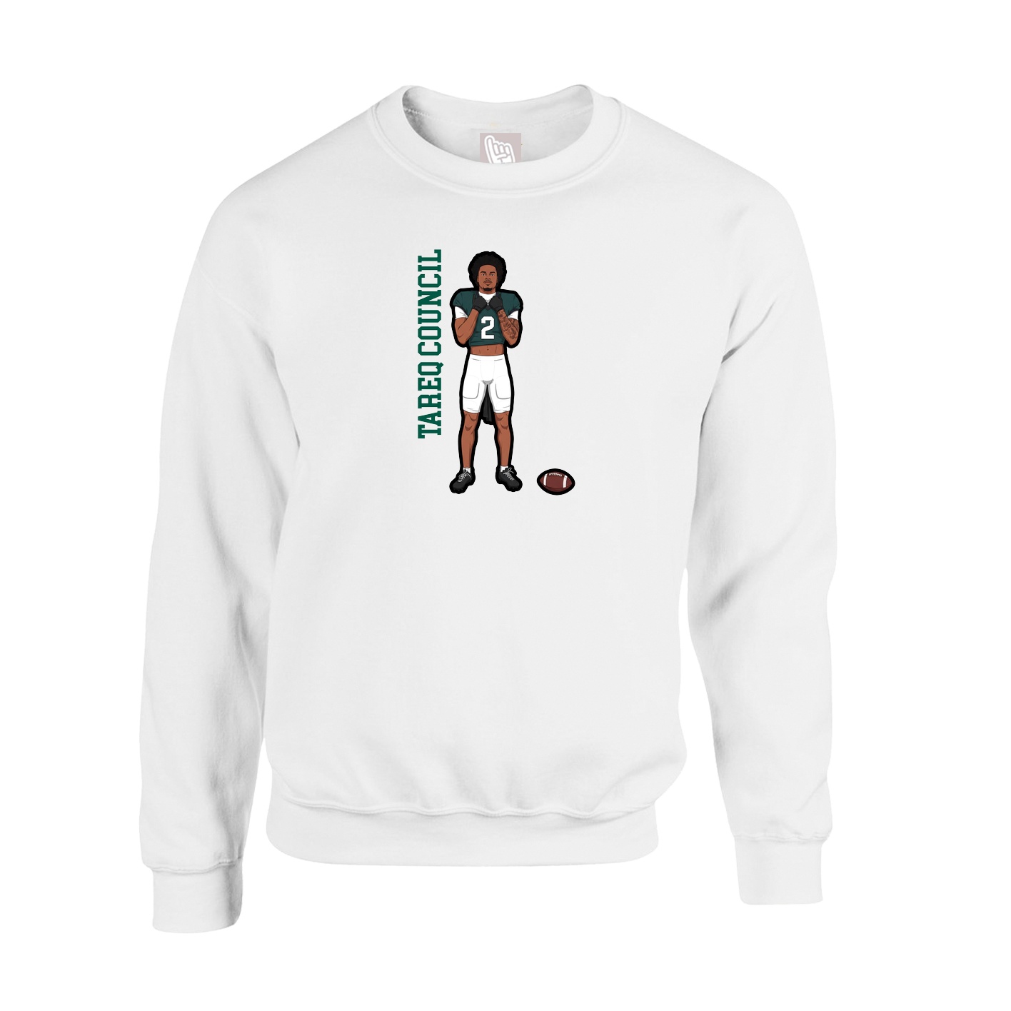 Fleece Crew — Name Vertical in White