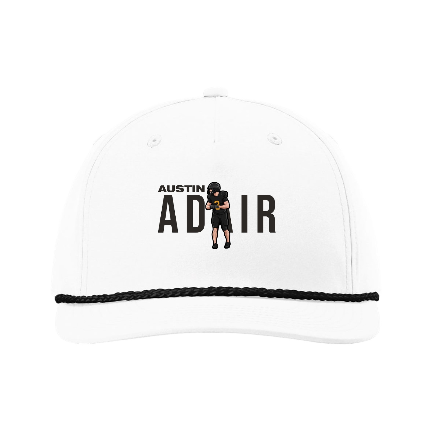 Five-Panel Classic Rope Cap — Player Name in White