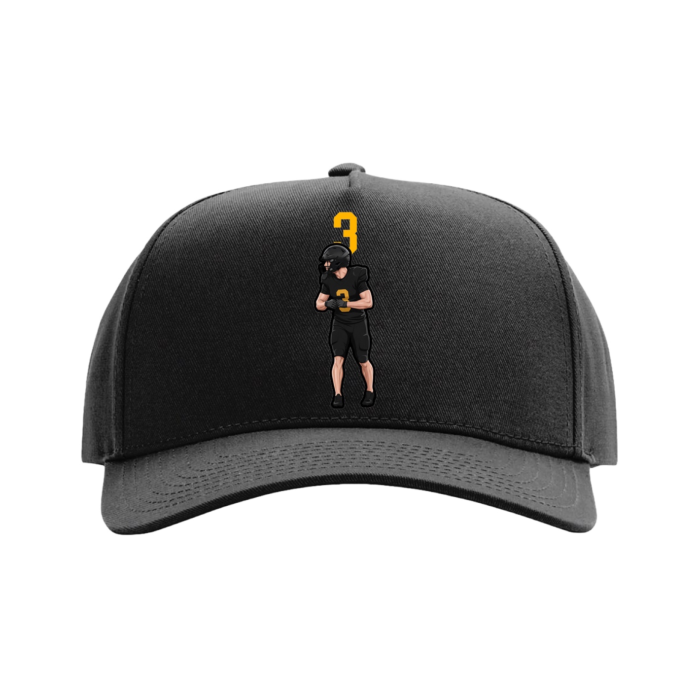 Full Fabric Five-Panel Champ Cap — Number Top in Black