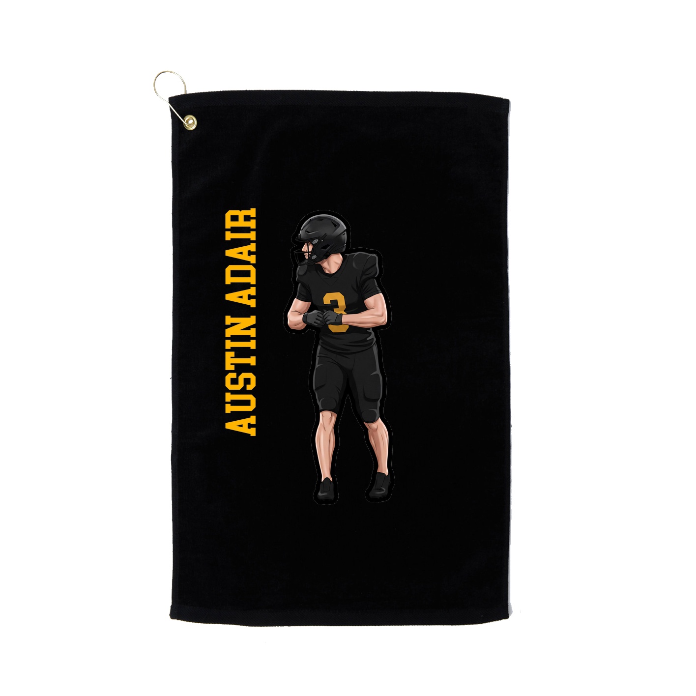 Golf Towel — Name Vertical in Black