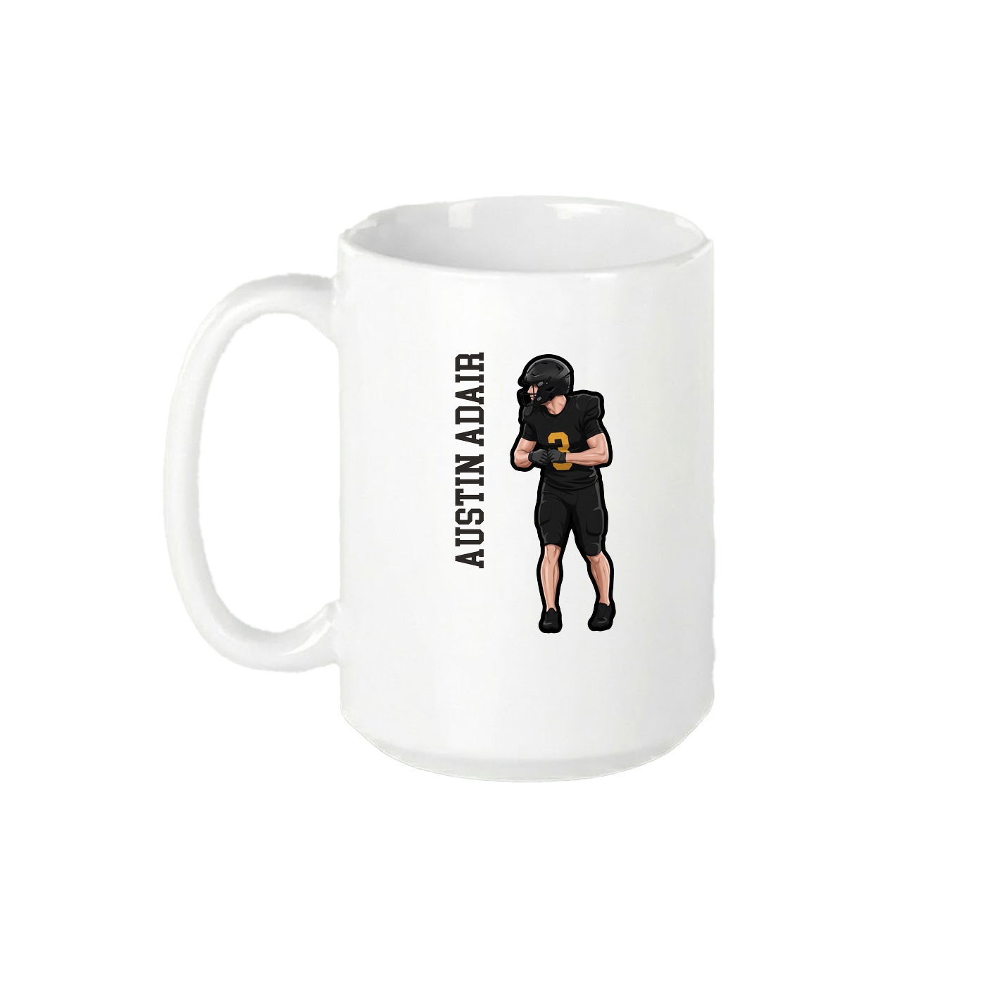 15oz Coffee Mug — Name Vertical in White