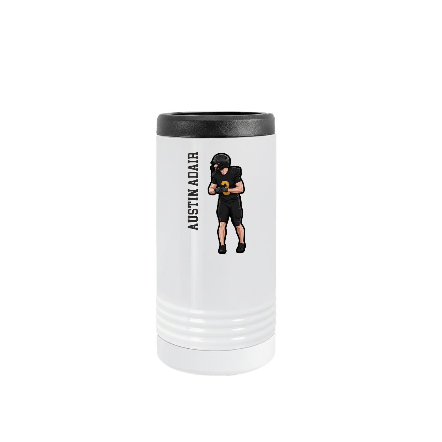 Slim Beverage Holder — Name Vertical in White