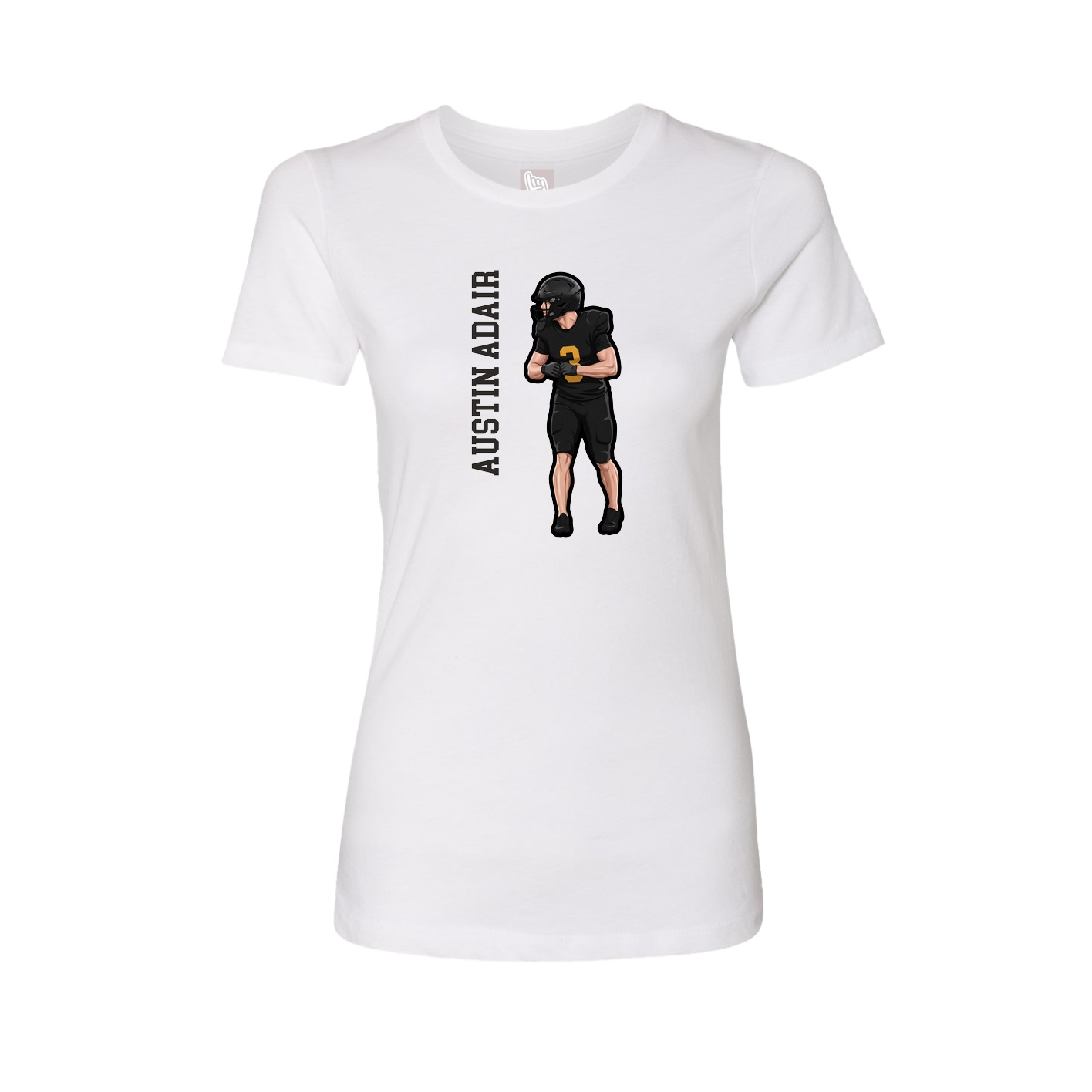 Fitted Women's Tee — Name Vertical in White