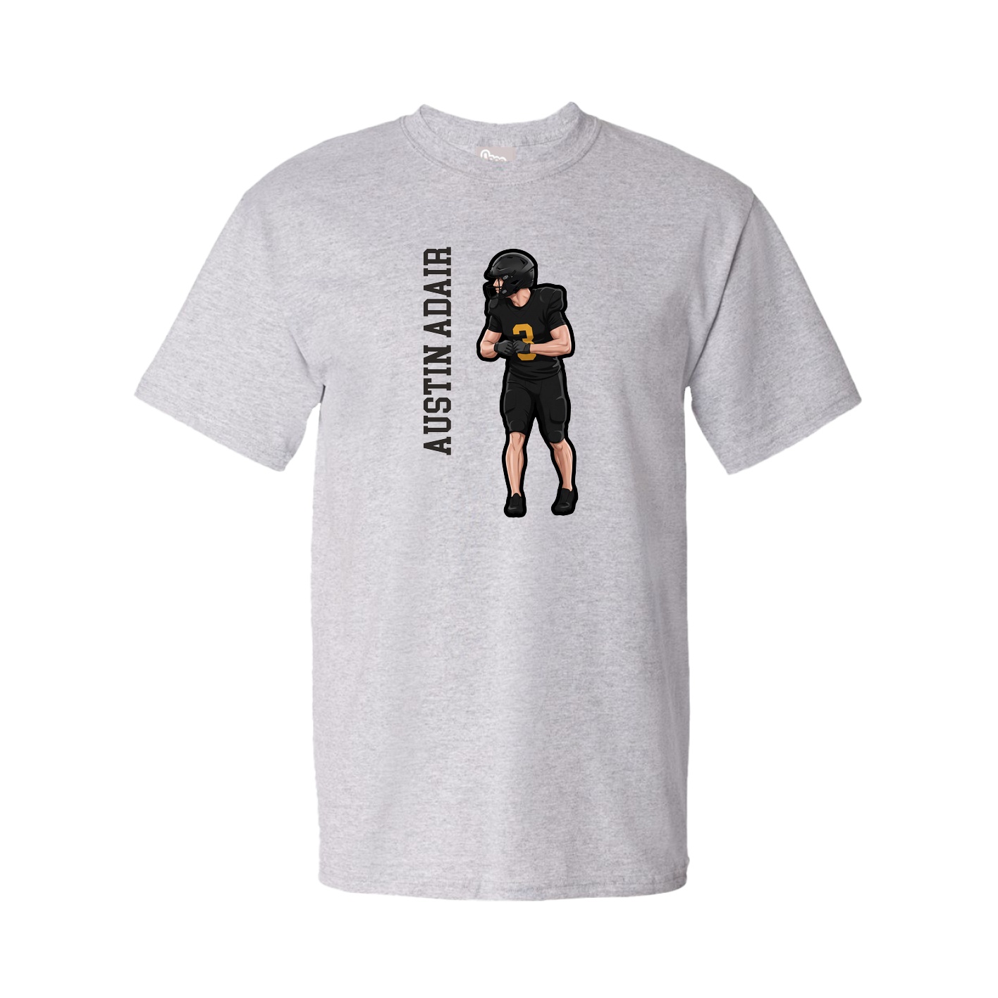 Youth Tee — Name Vertical in Grey