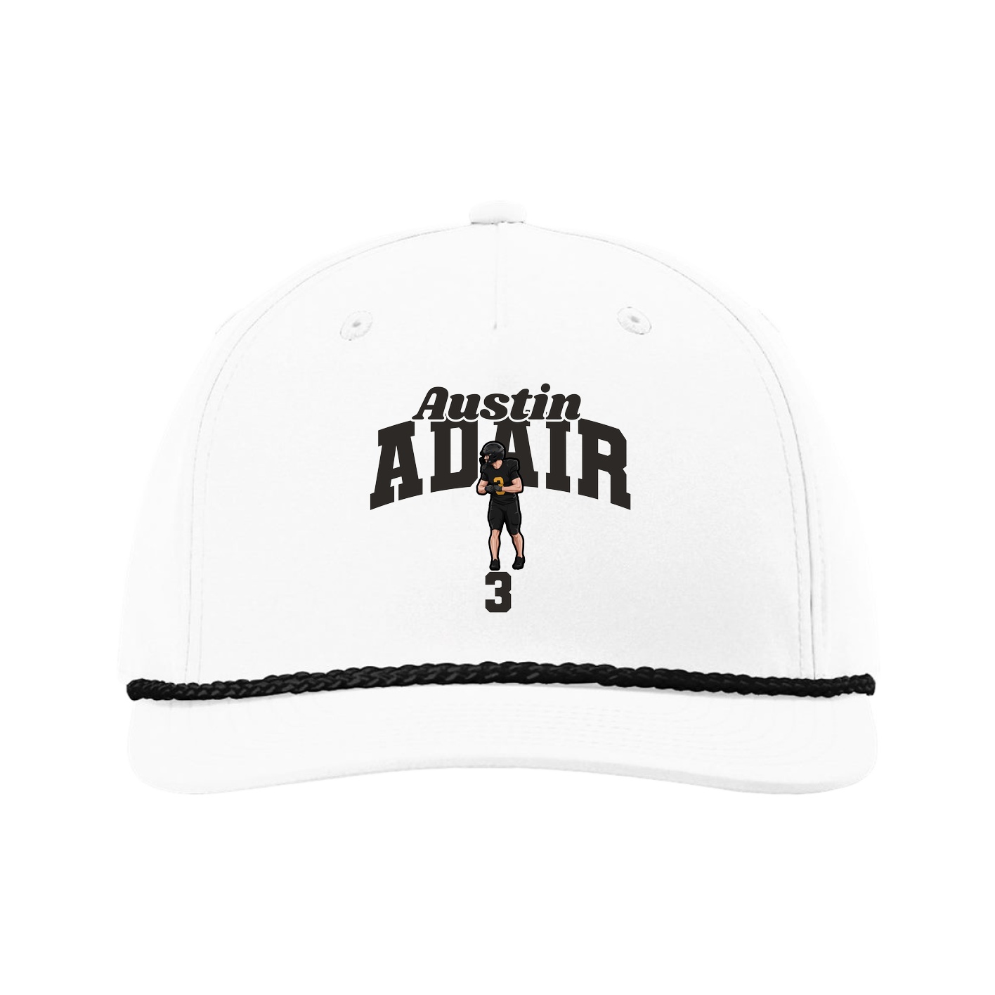 Five-Panel Classic Rope Cap — Signature Arch in White