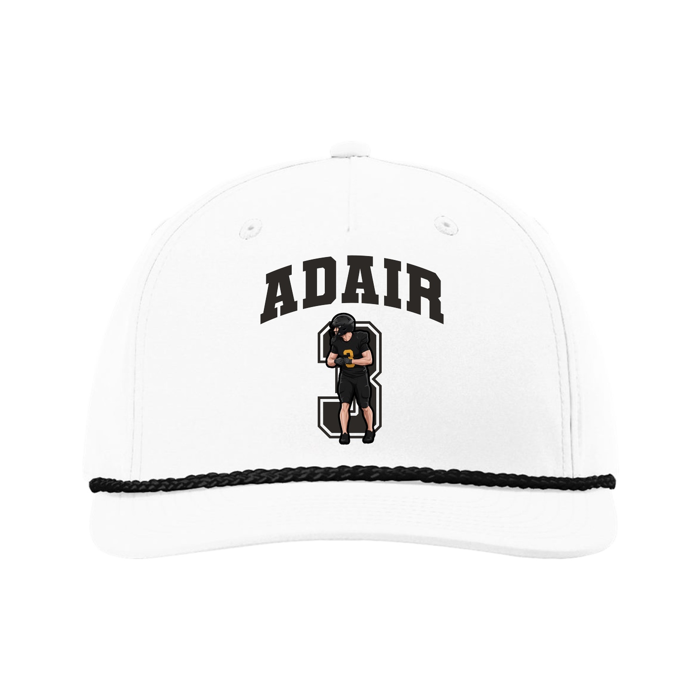 Five-Panel Classic Rope Cap — Number in White