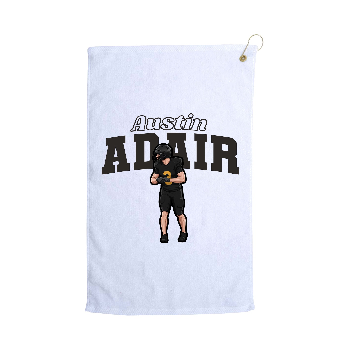 Golf Towel — Name Arch in White