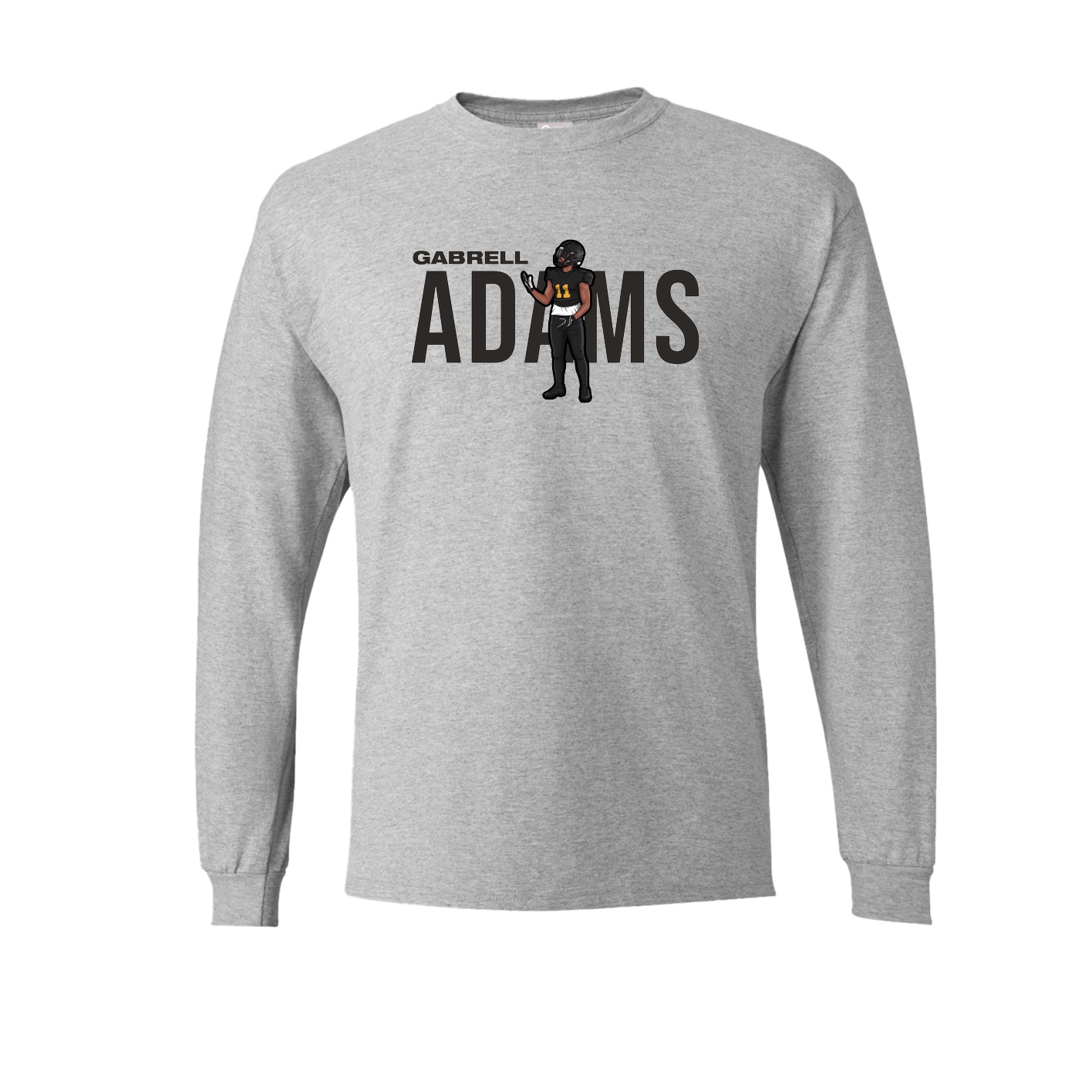 Long Sleeve Tee — Player Name in Grey