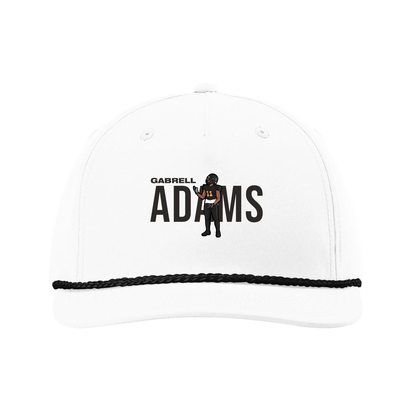 Five-Panel Classic Rope Cap — Player Name in White