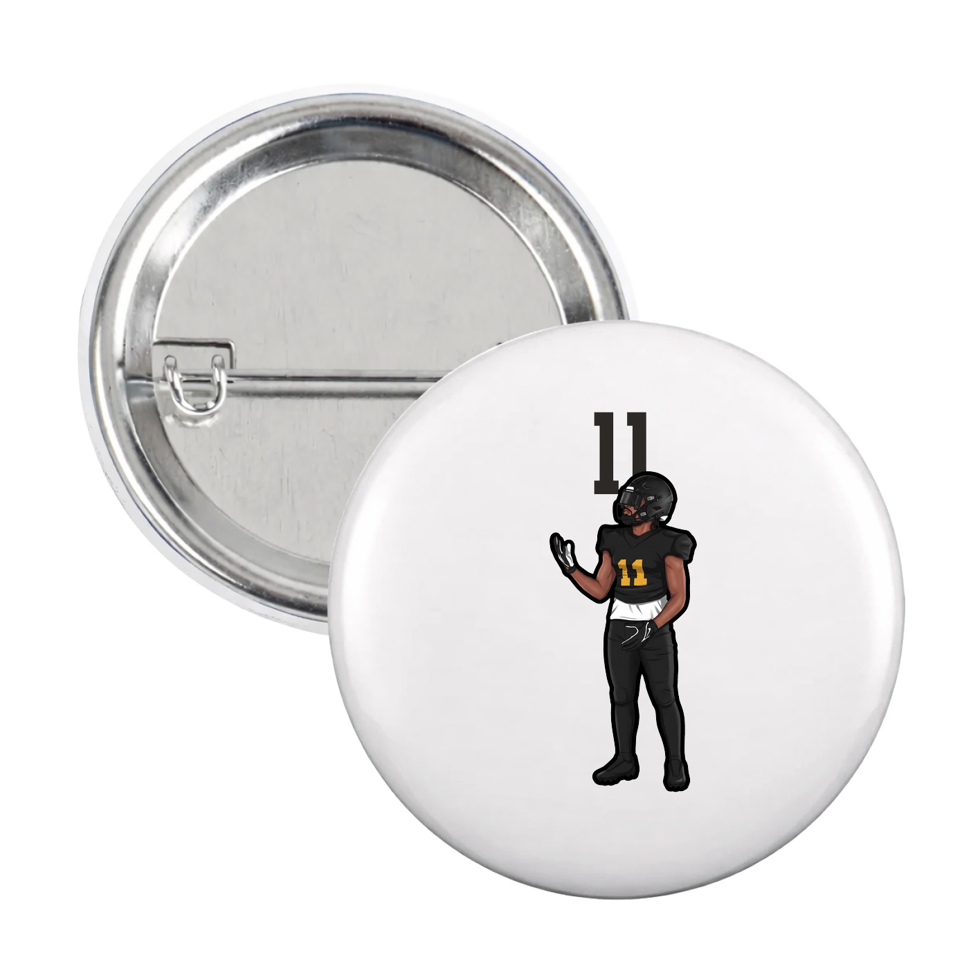 Game Day Button — Number Top in White