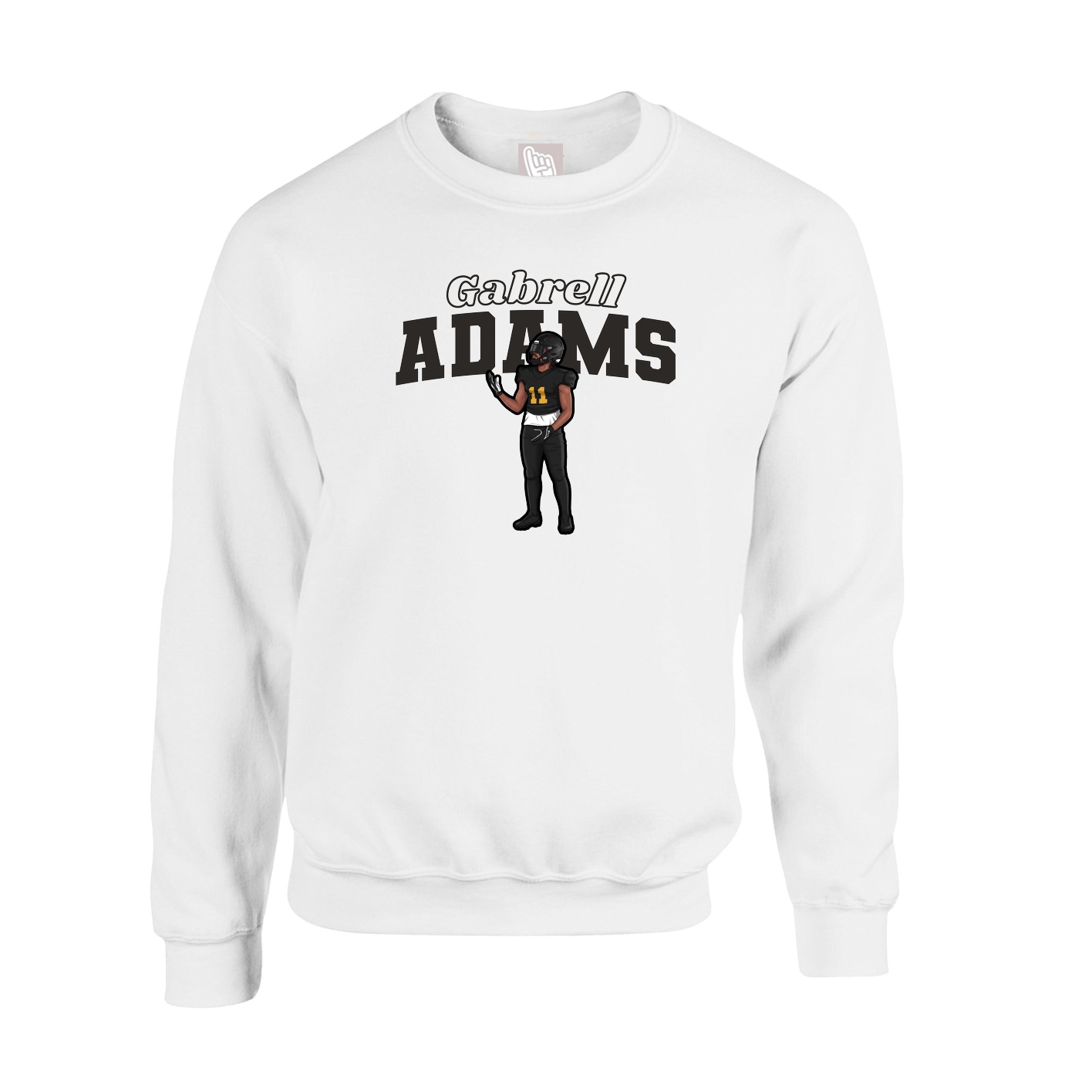 Fleece Crew — Name Arch in White