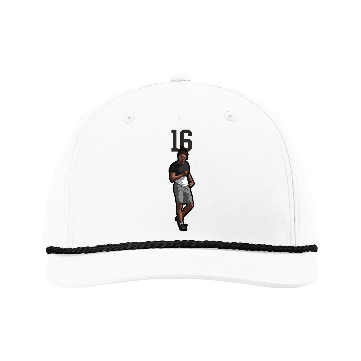 Five-Panel Classic Rope Cap — Number Top in White