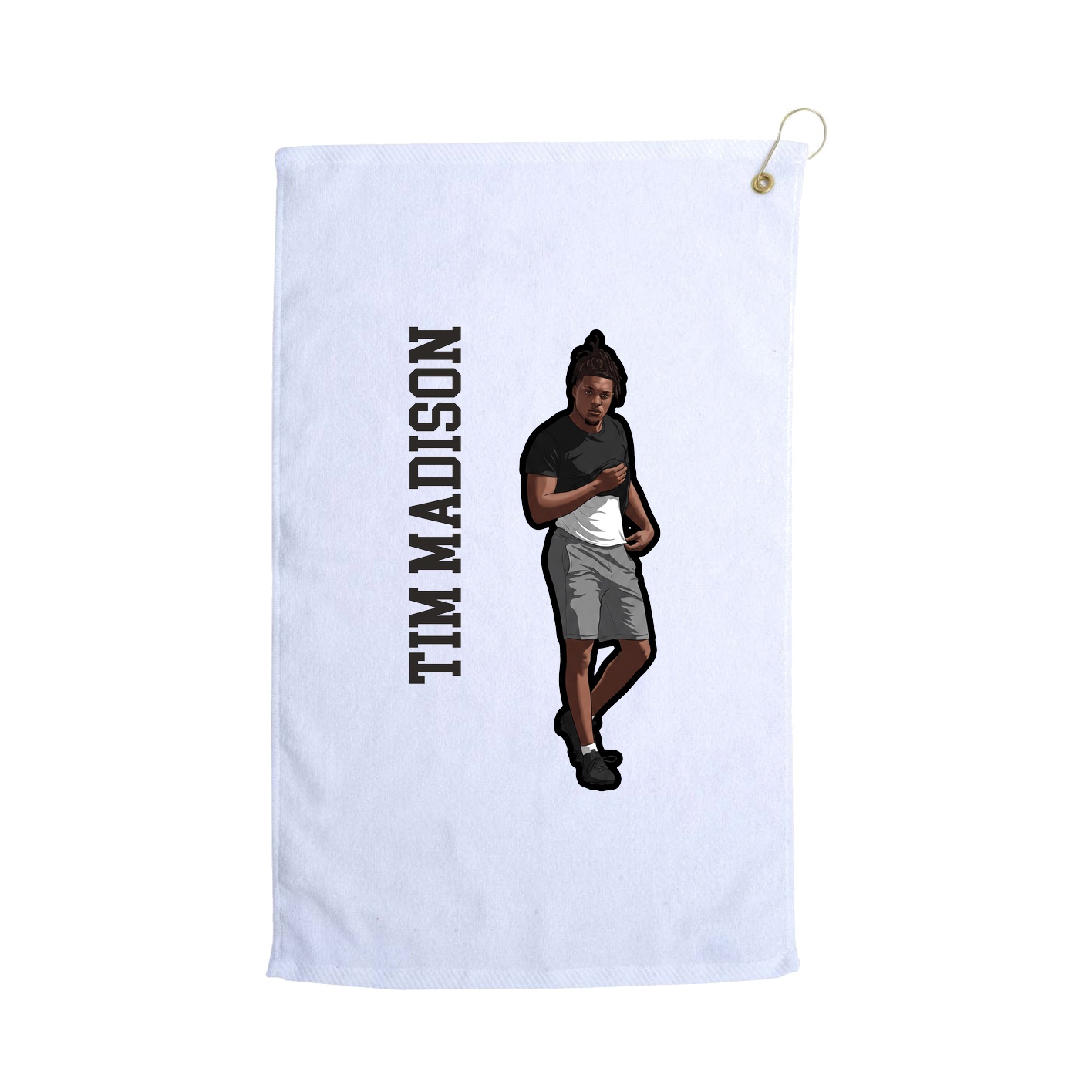 Golf Towel — Name Vertical in White