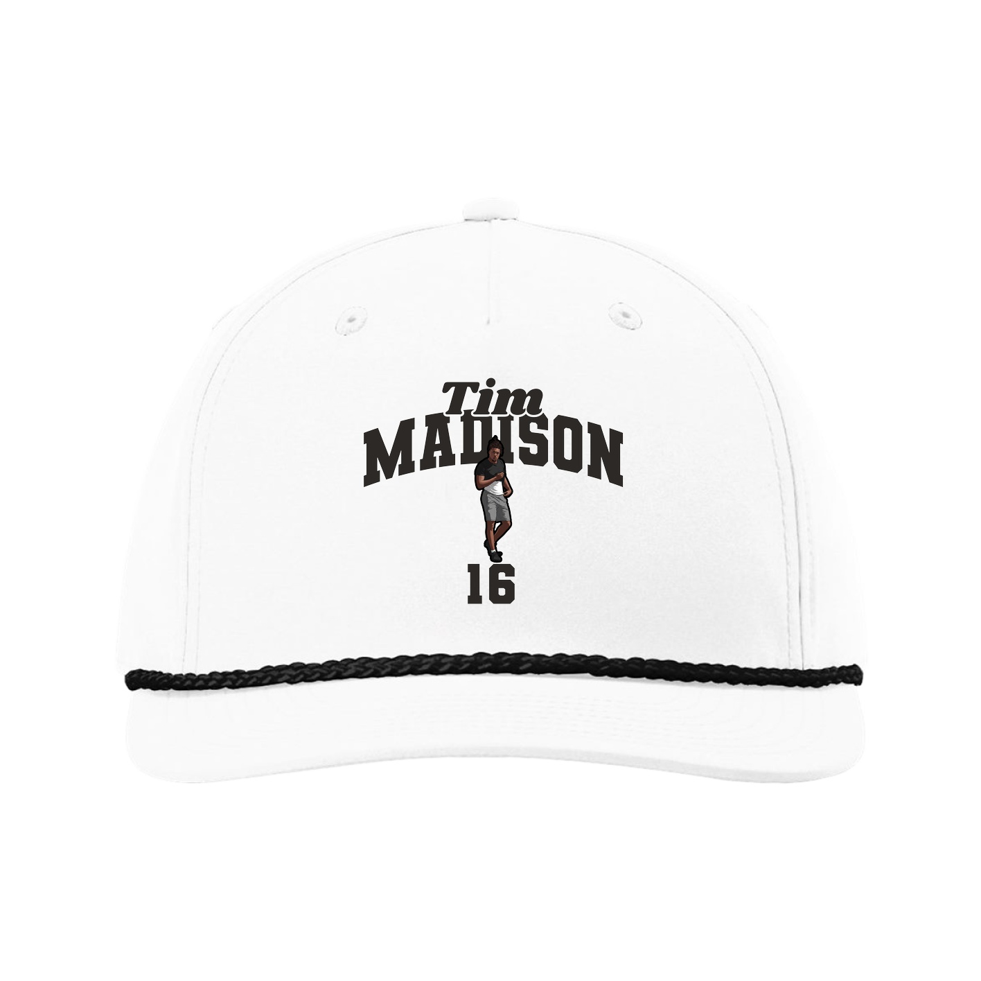 Five-Panel Classic Rope Cap — Signature Arch in White