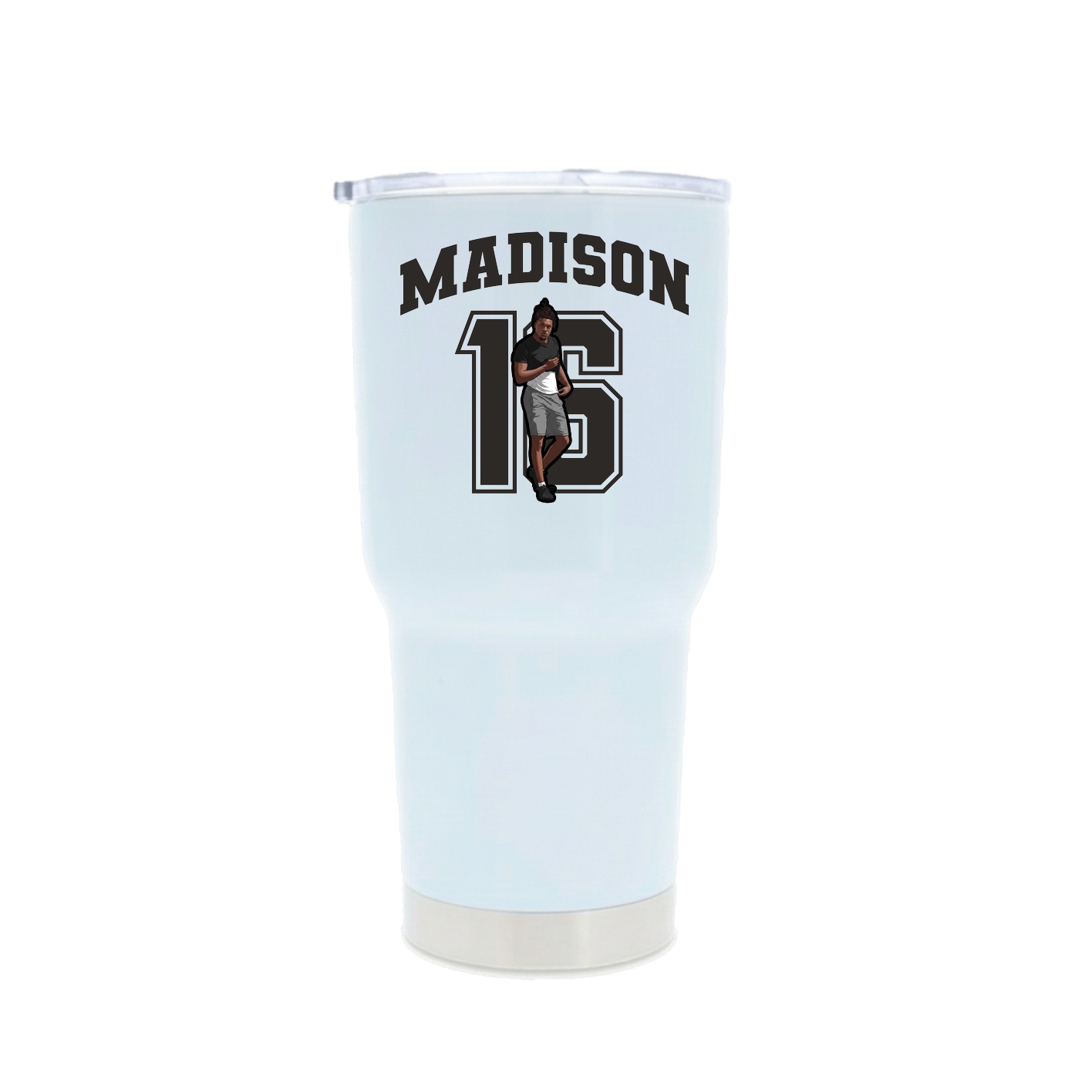 30oz Stainless Steel Tumbler — Number in White