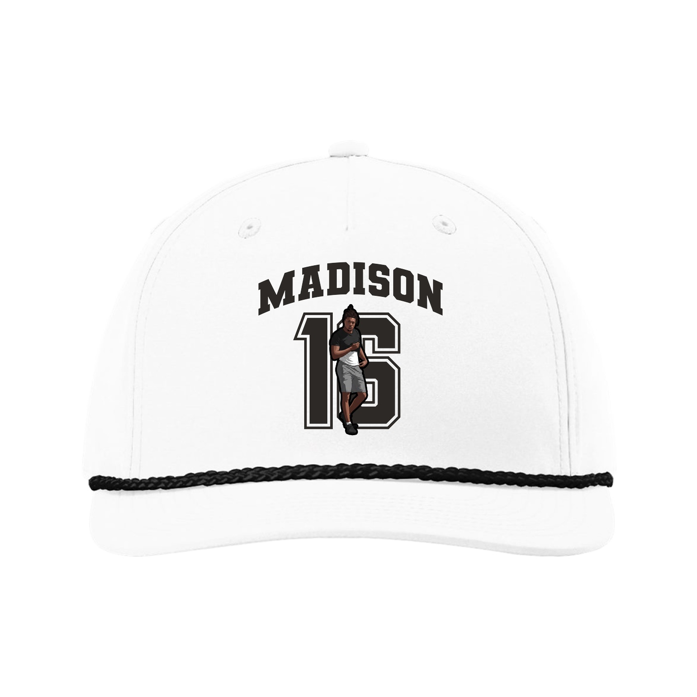Five-Panel Classic Rope Cap — Number in White