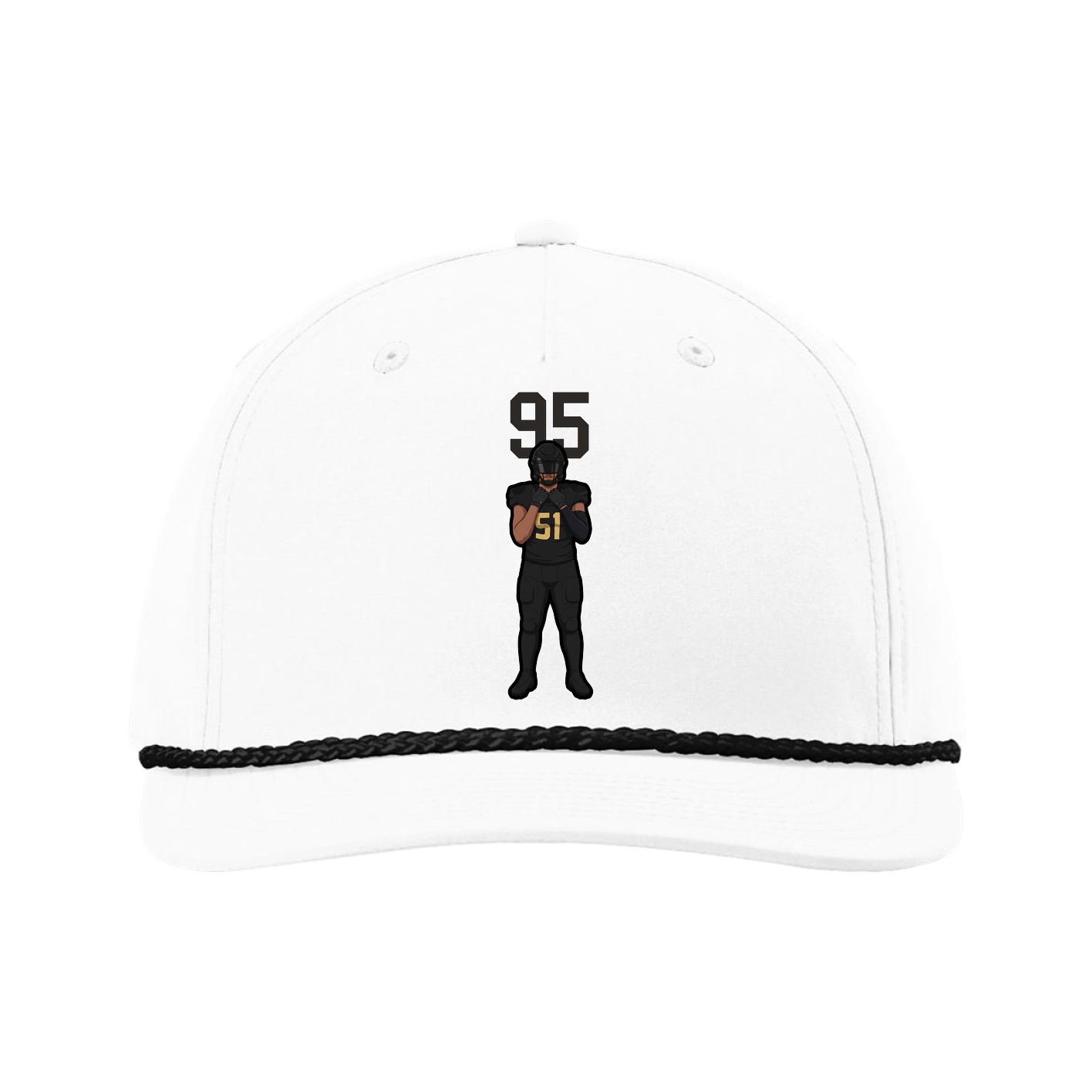 Five-Panel Classic Rope Cap — Number Top in White