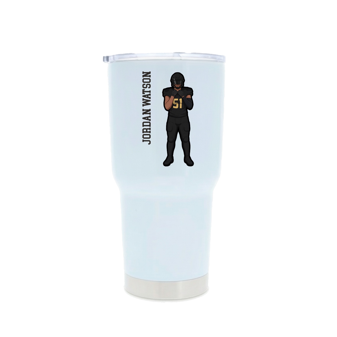 30oz Stainless Steel Tumbler — Name Vertical in White