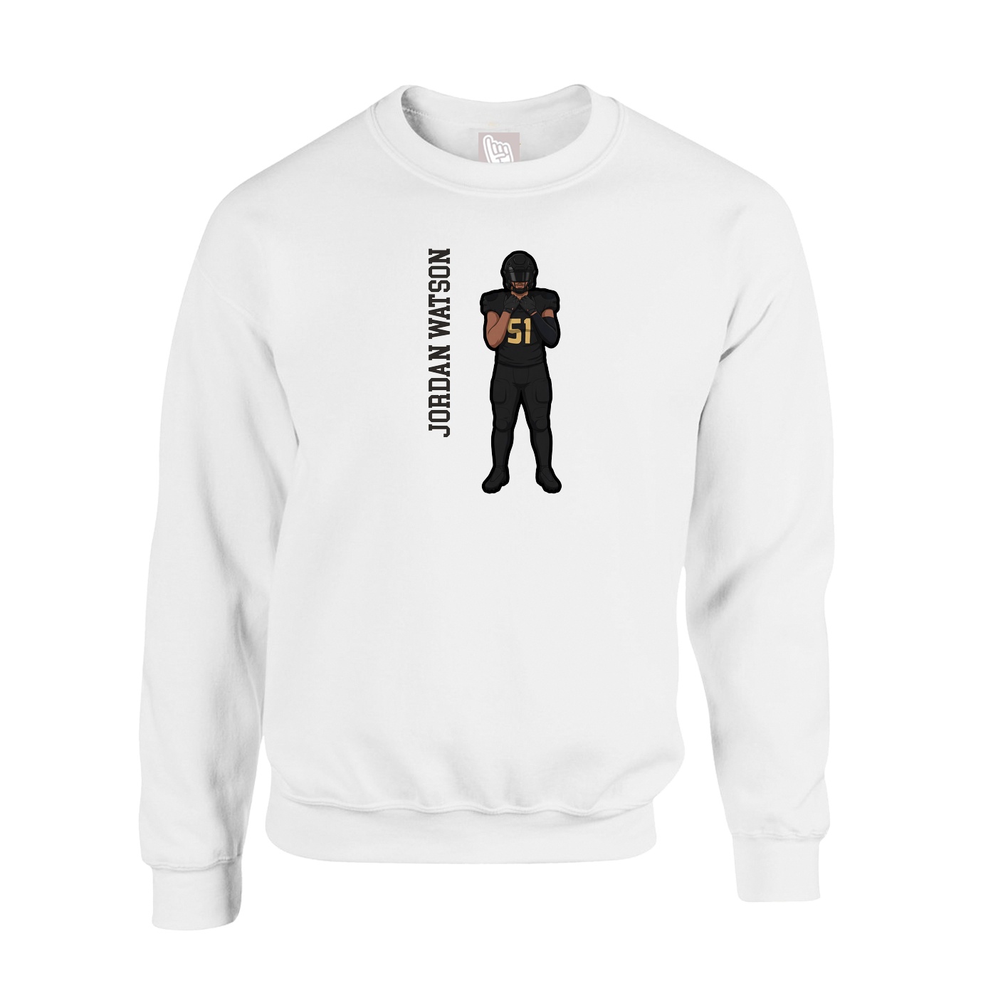Fleece Crew — Name Vertical in White