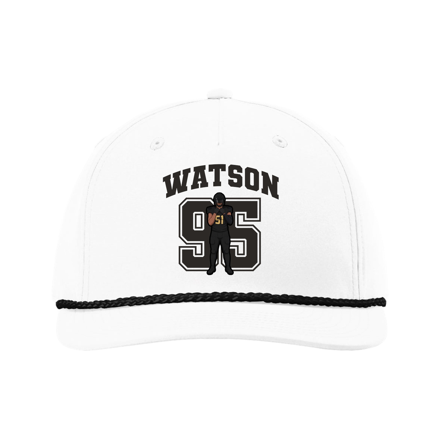 Five-Panel Classic Rope Cap — Number in White
