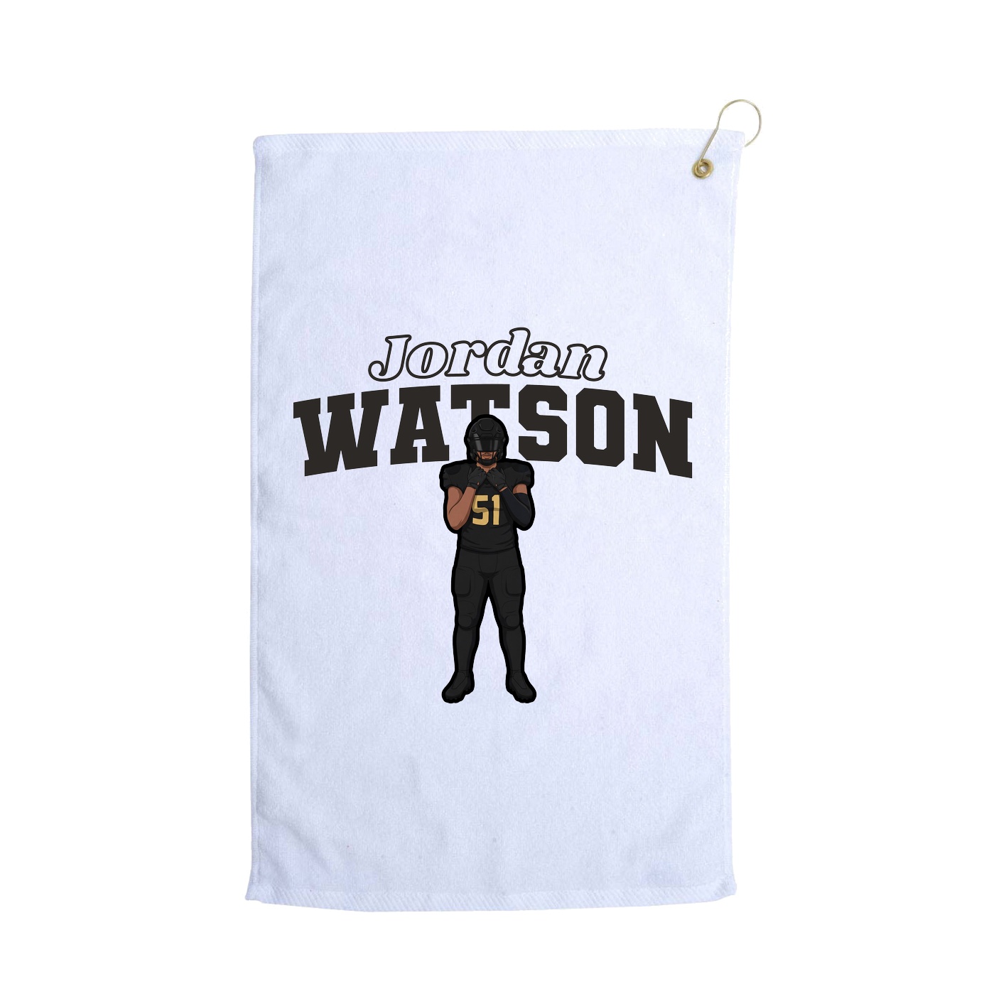 Golf Towel — Name Arch in White