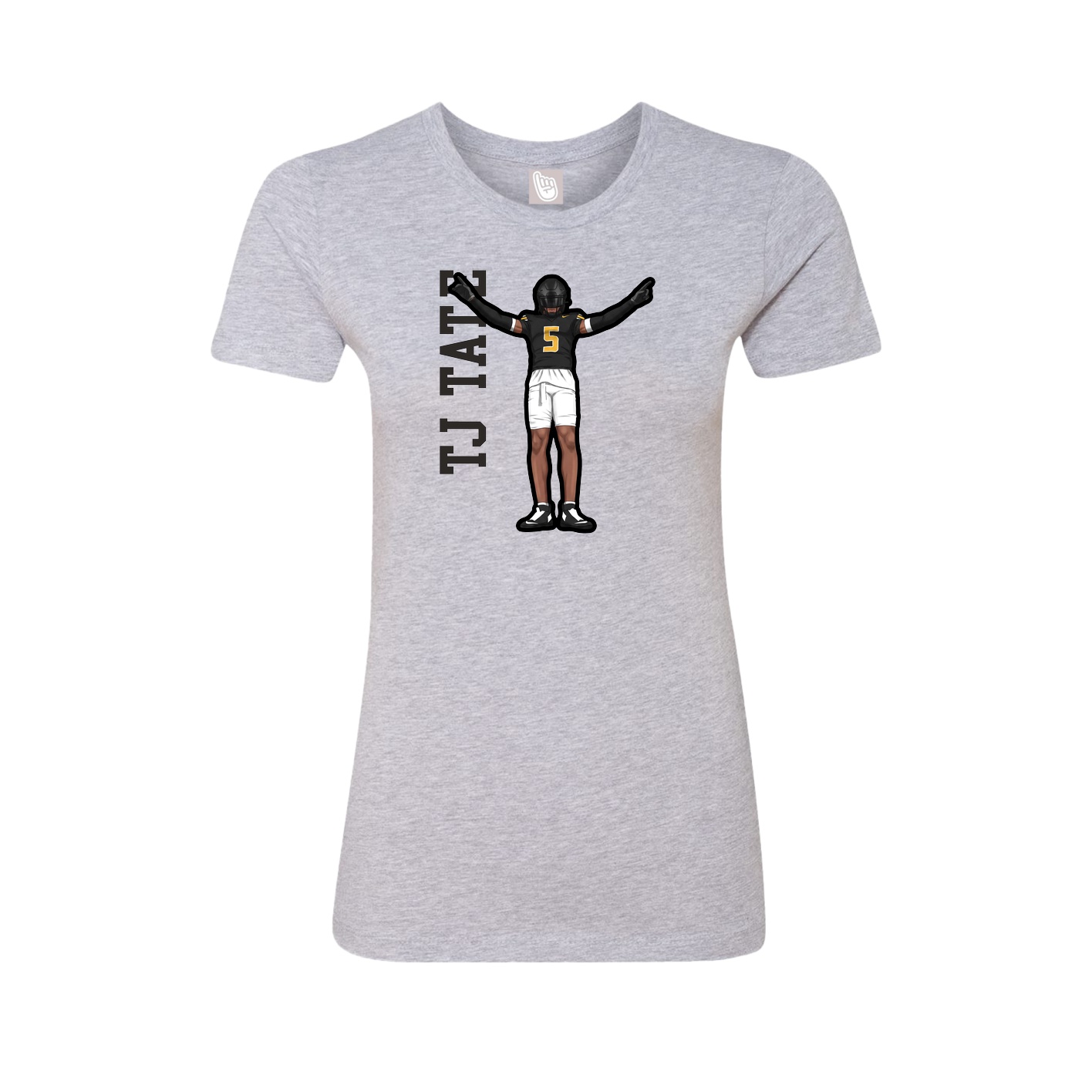 Fitted Women's Tee — Name Vertical in Grey