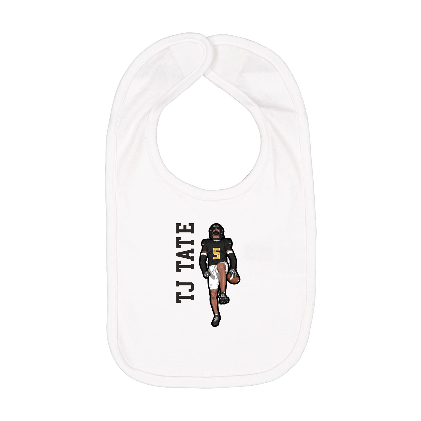 Infant Bib — Name Vertical in White