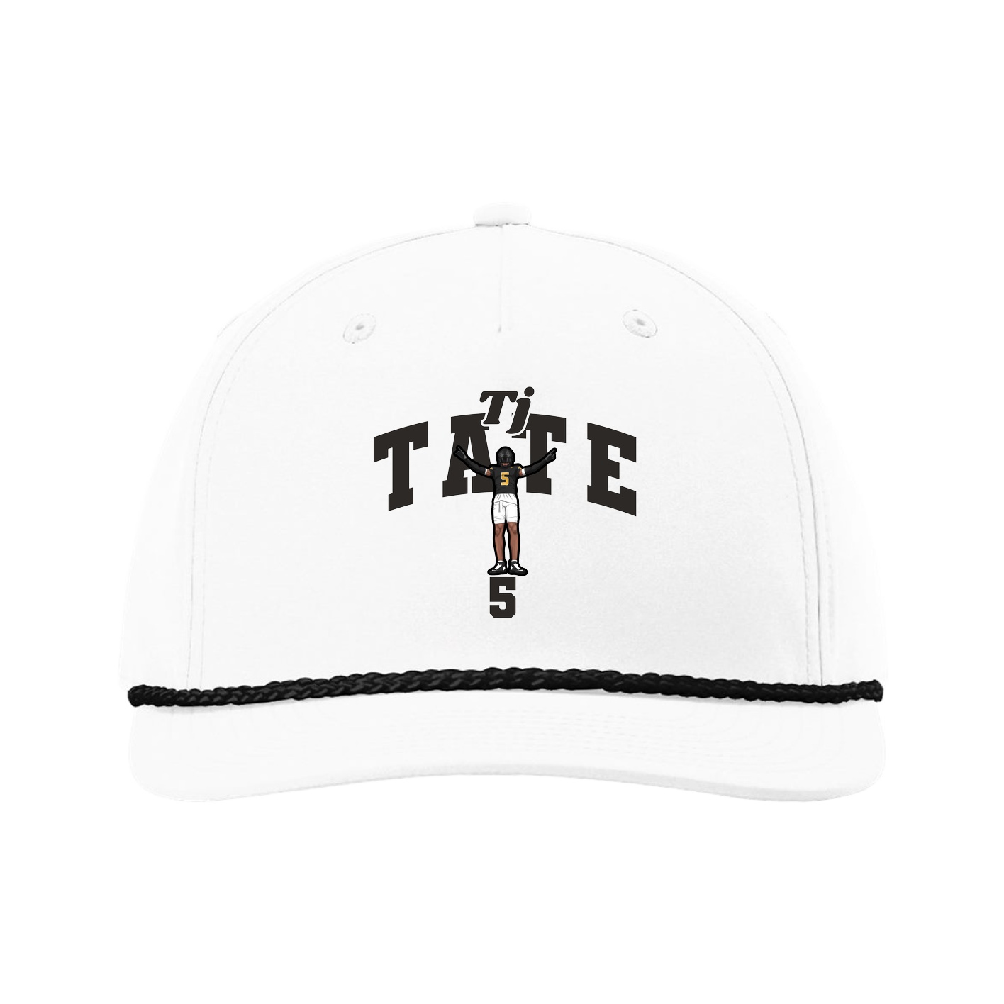 Five-Panel Classic Rope Cap — Signature Arch in White