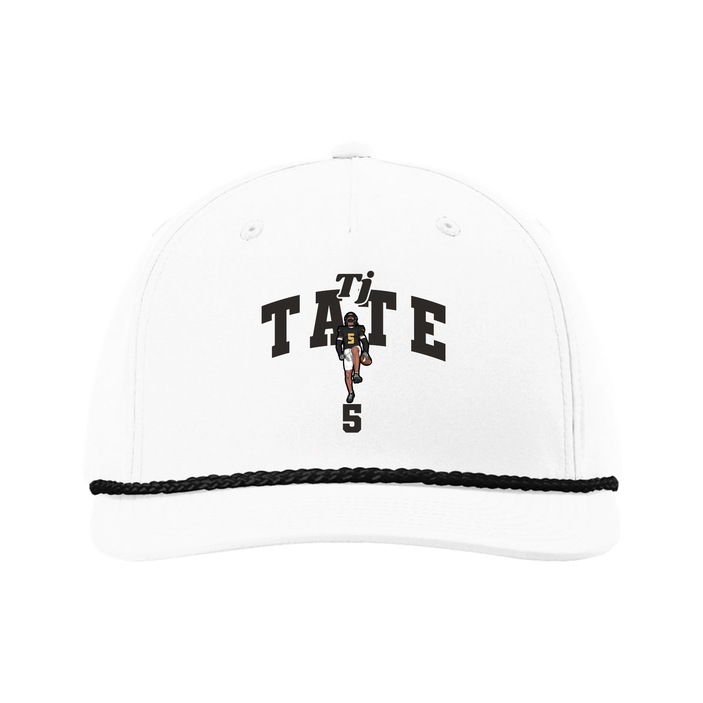 Five-Panel Classic Rope Cap — Signature Arch in White