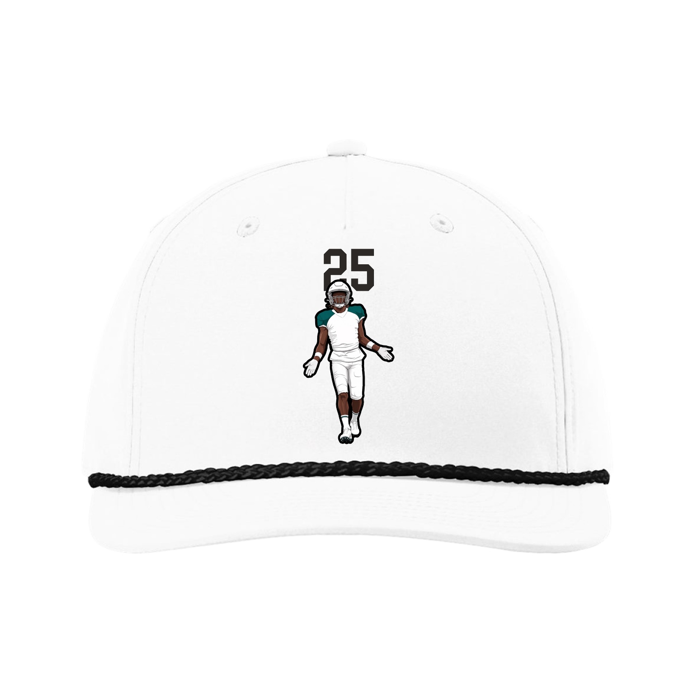 Five-Panel Classic Rope Cap — Number Top in White