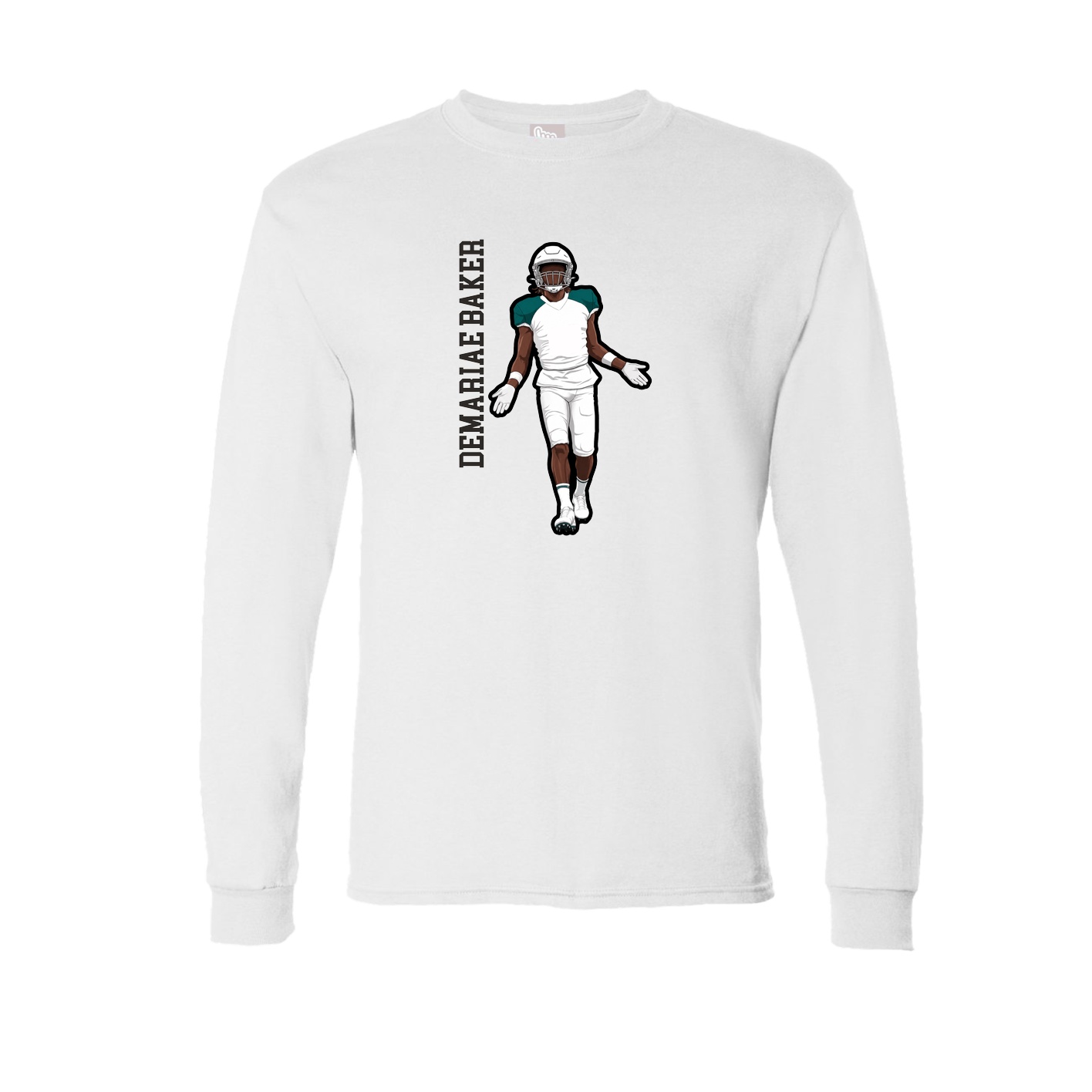 Long Sleeve Tee — Name Vertical in White
