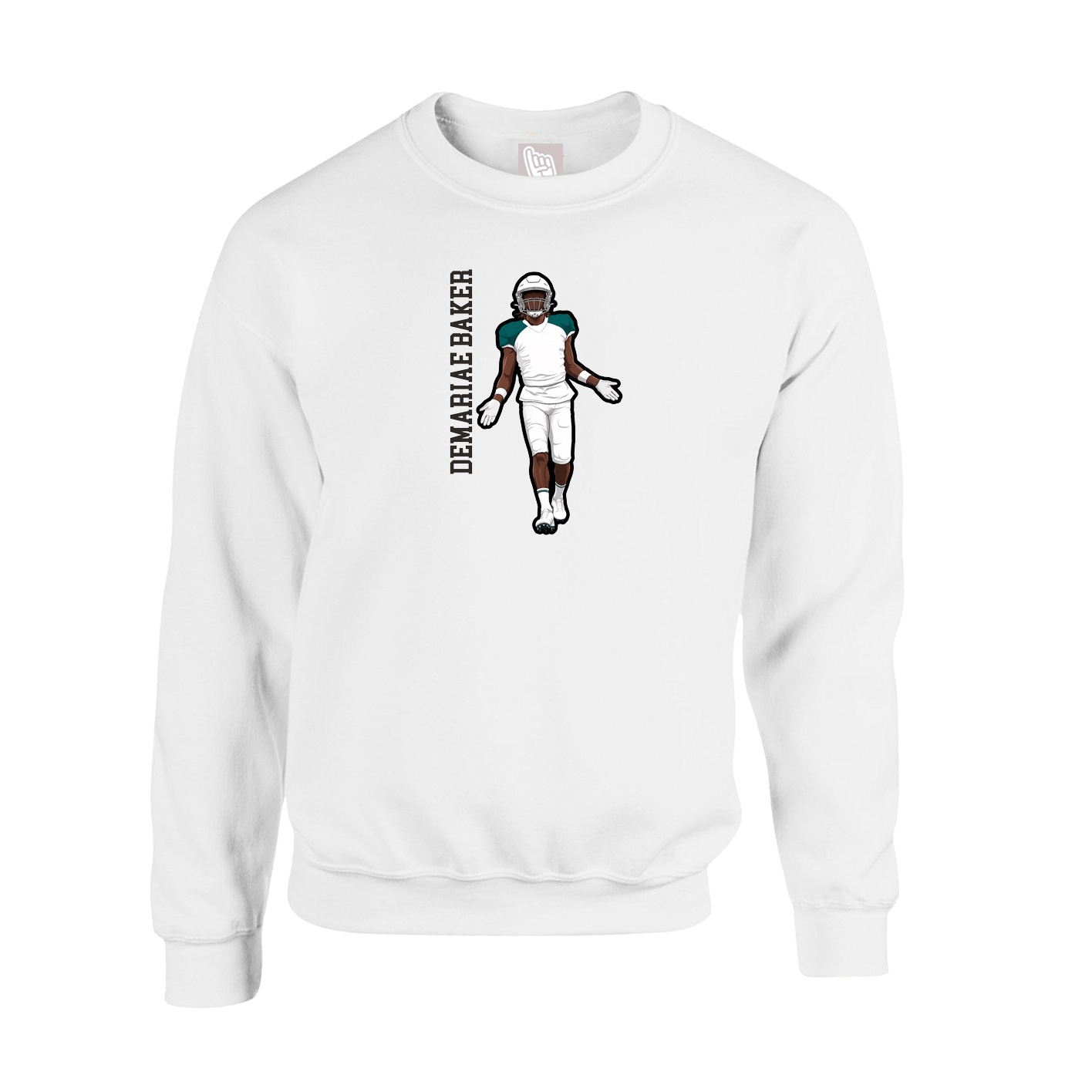Fleece Crew — Name Vertical in White