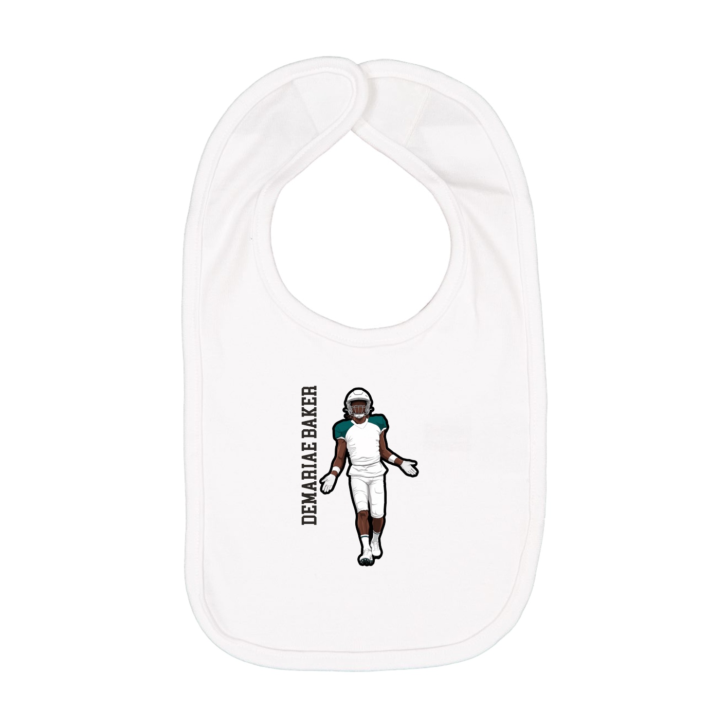 Infant Bib — Name Vertical in White