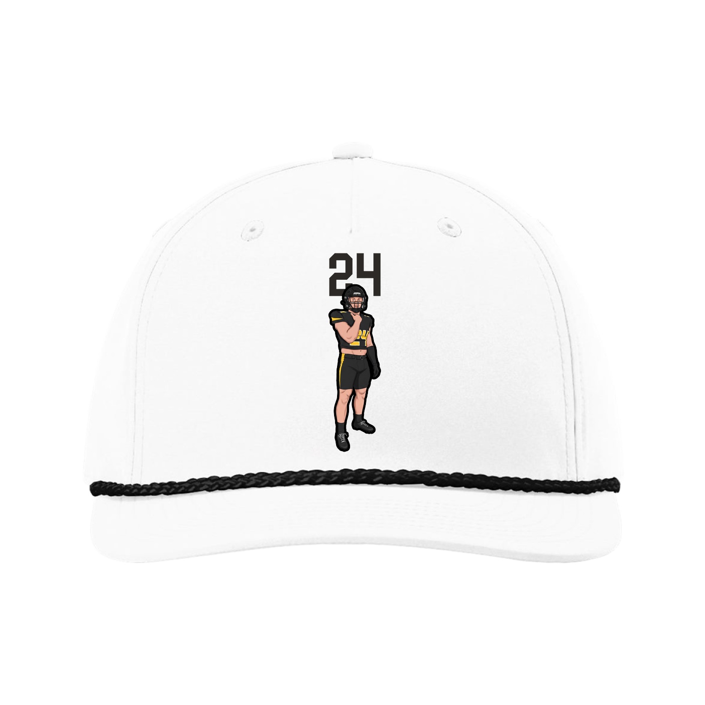 Five-Panel Classic Rope Cap — Number Top in White