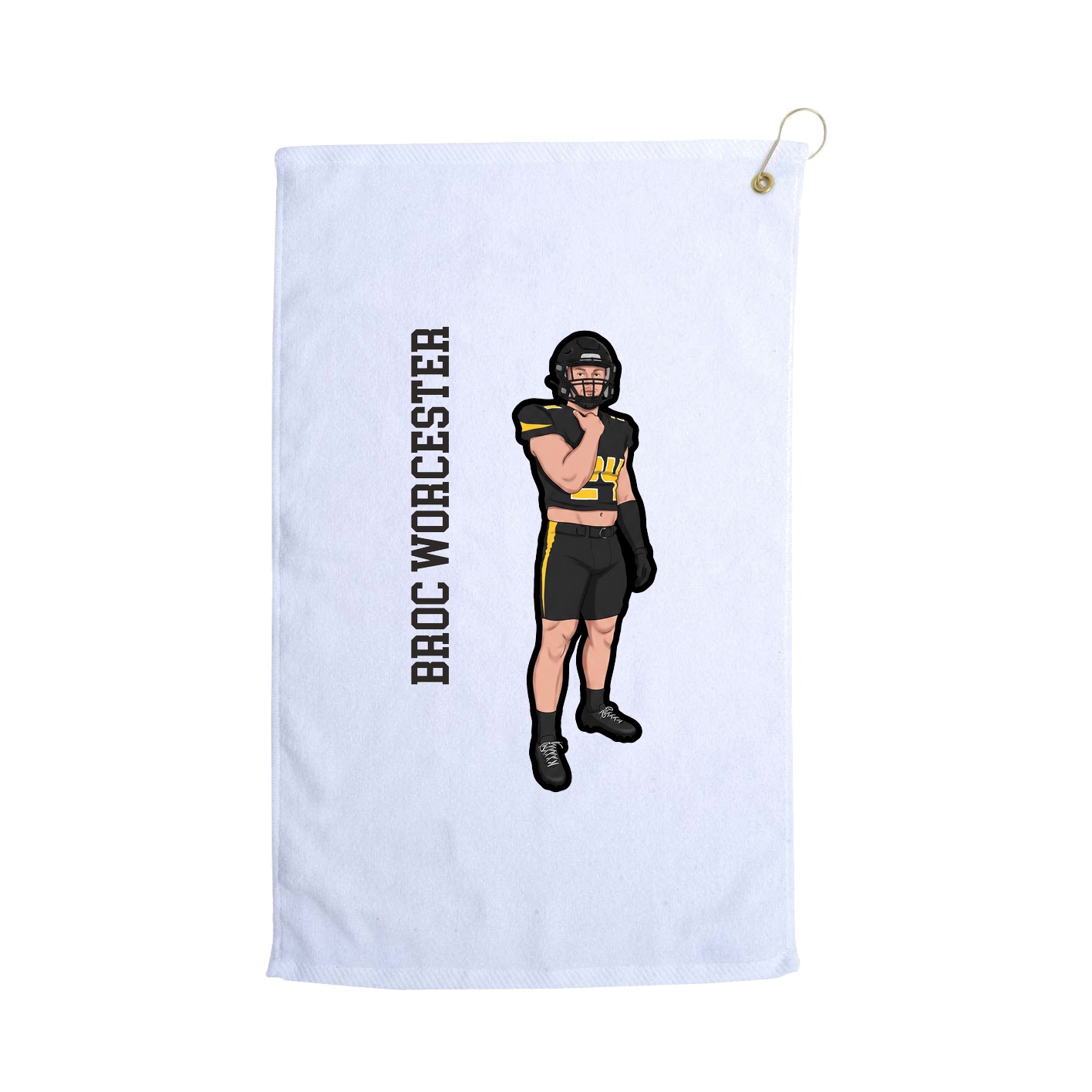 Golf Towel — Name Vertical in White