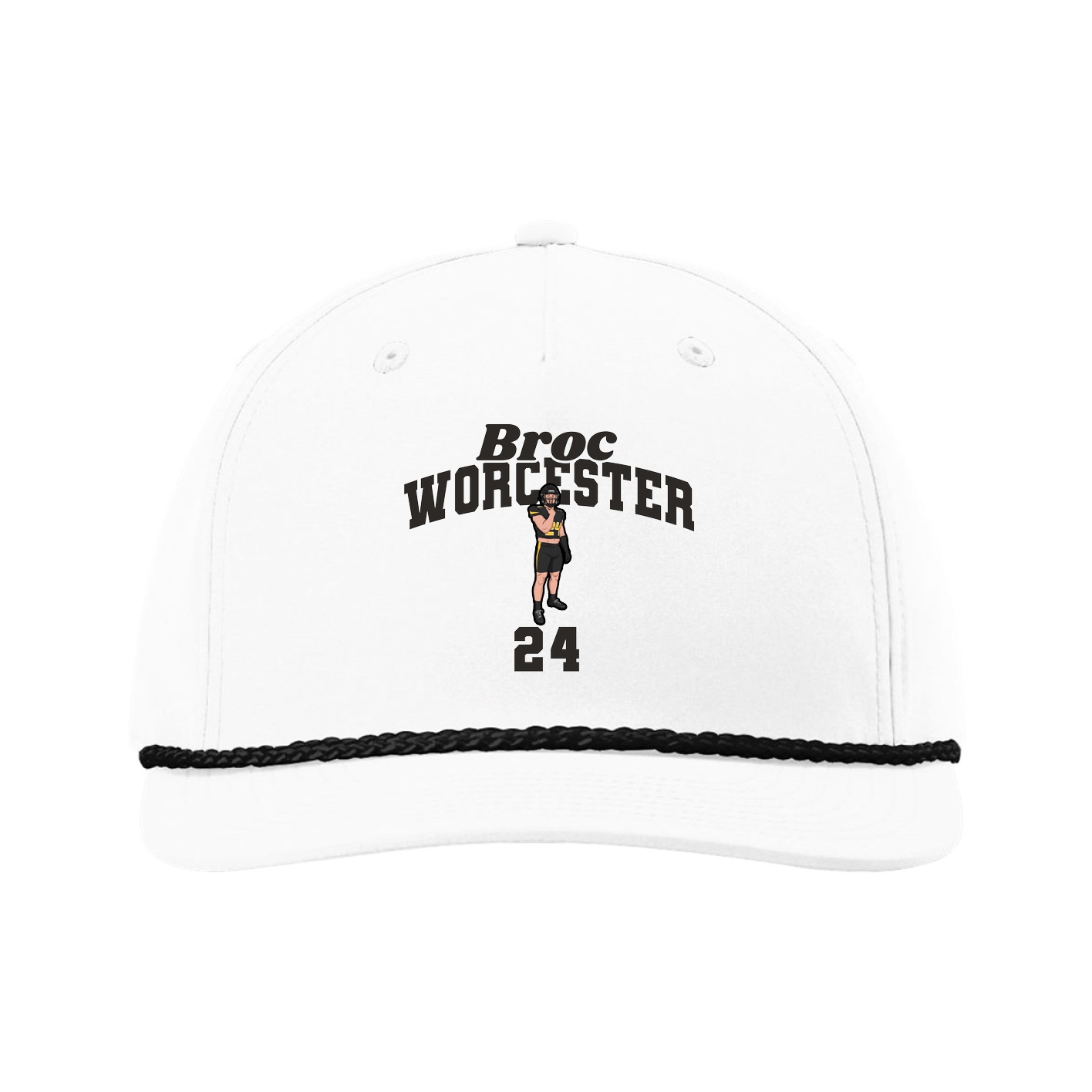 Five-Panel Classic Rope Cap — Signature Arch in White
