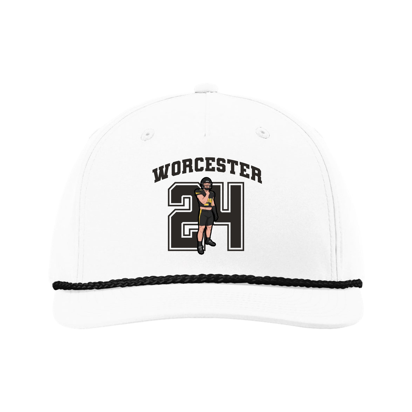 Five-Panel Classic Rope Cap — Number in White