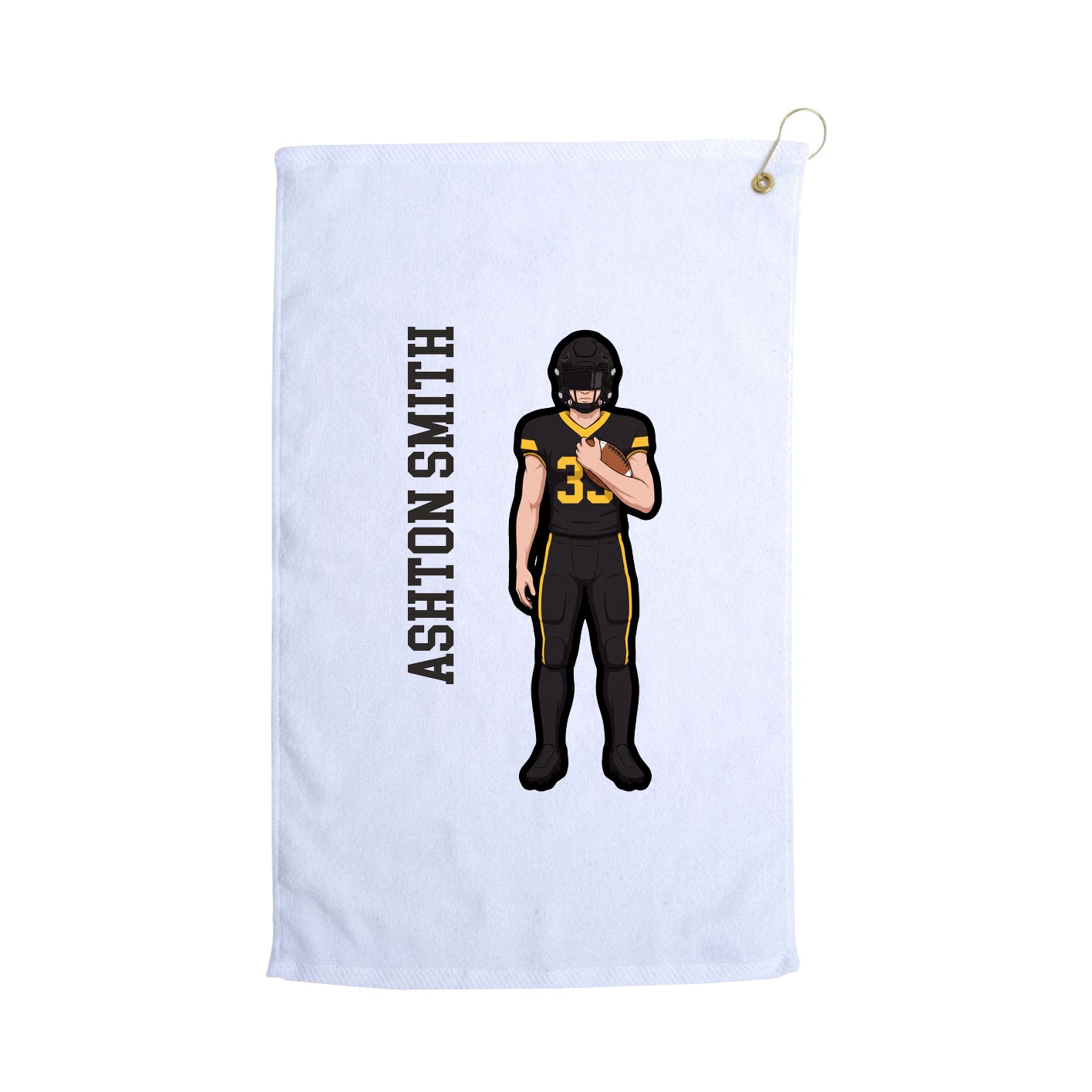 Golf Towel — Name Vertical in White