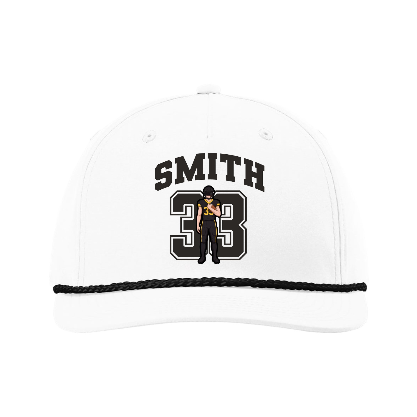 Five-Panel Classic Rope Cap — Number in White
