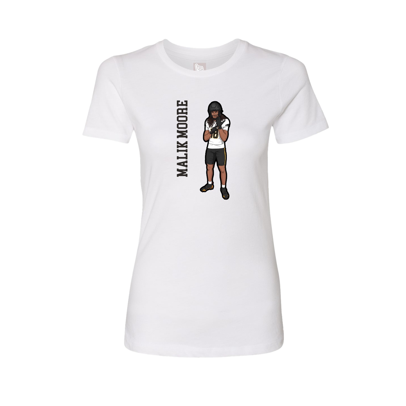 Fitted Women's Tee — Name Vertical in White