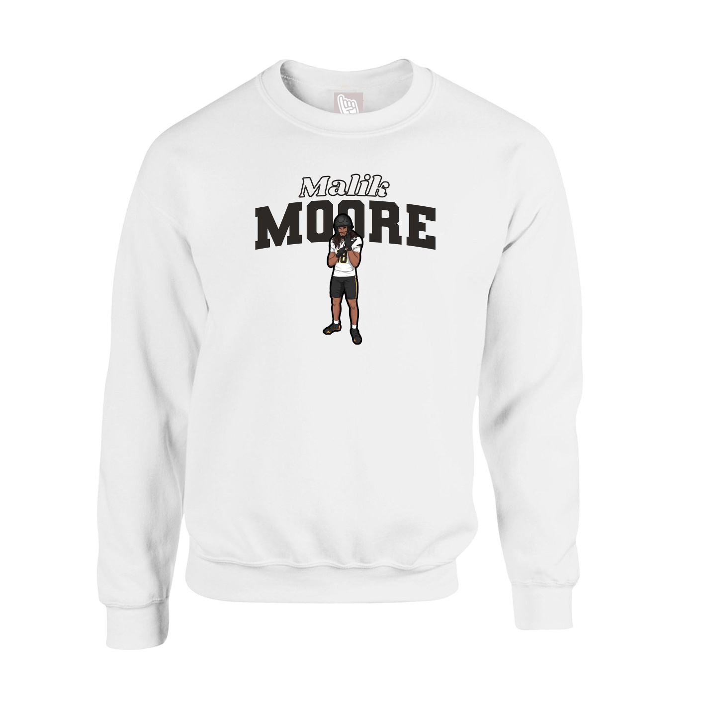 Fleece Crew — Name Arch in White