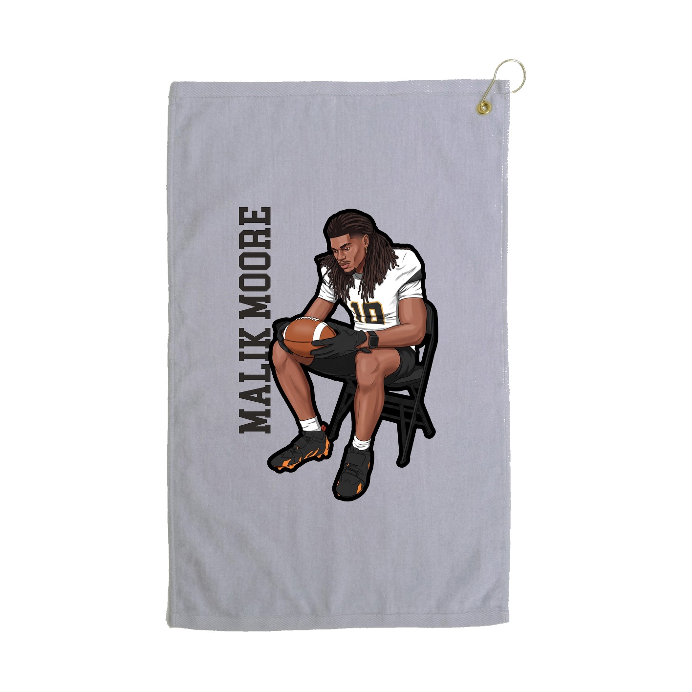 Golf Towel — Name Vertical in Grey