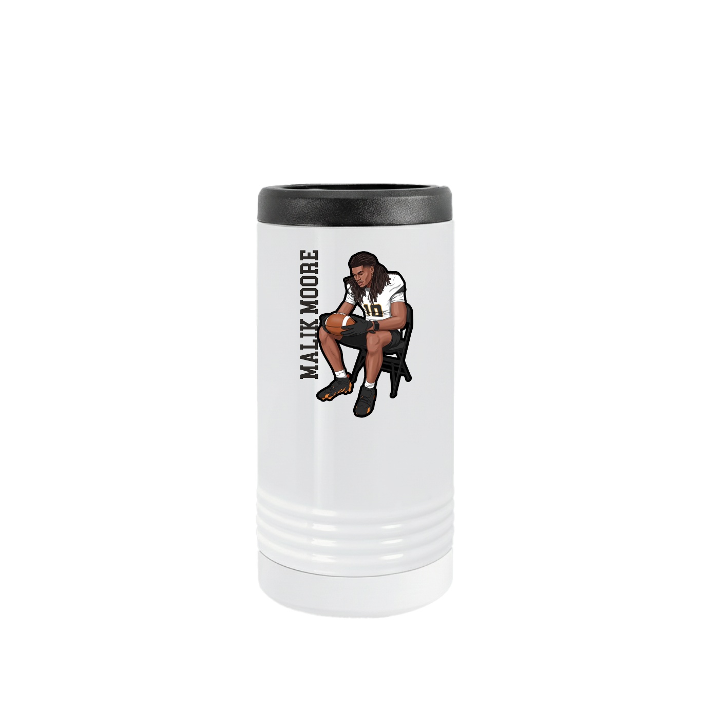 Slim Beverage Holder — Name Vertical in White