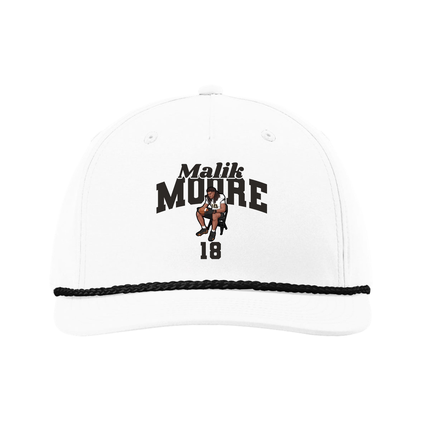 Five-Panel Classic Rope Cap — Signature Arch in White