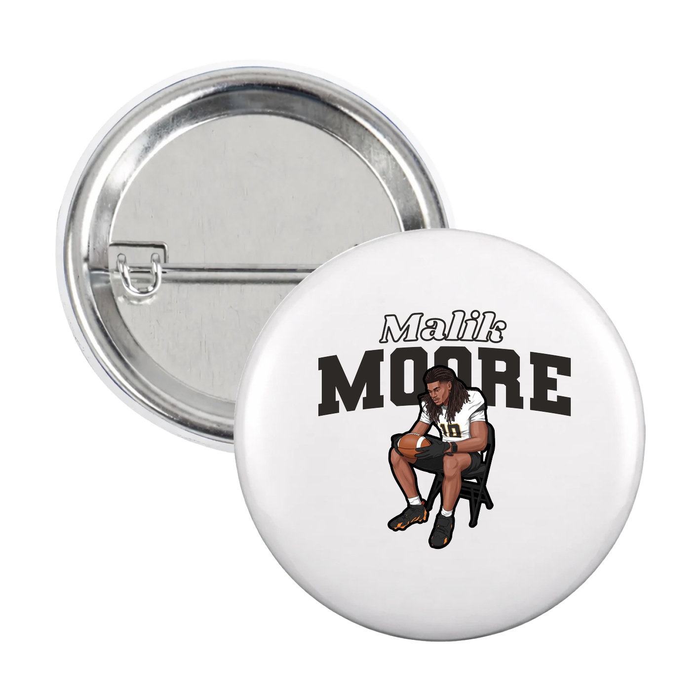 Game Day Button — Name Arch in White
