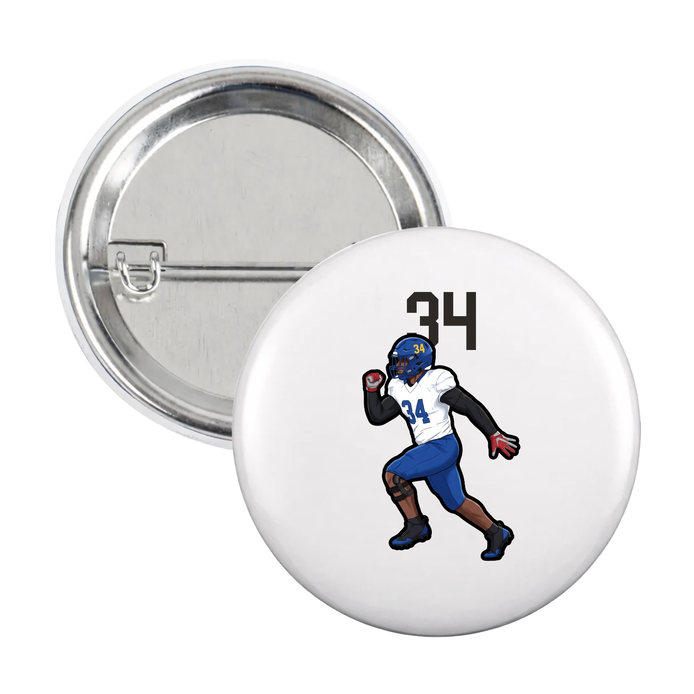Game Day Button — Number Top in White