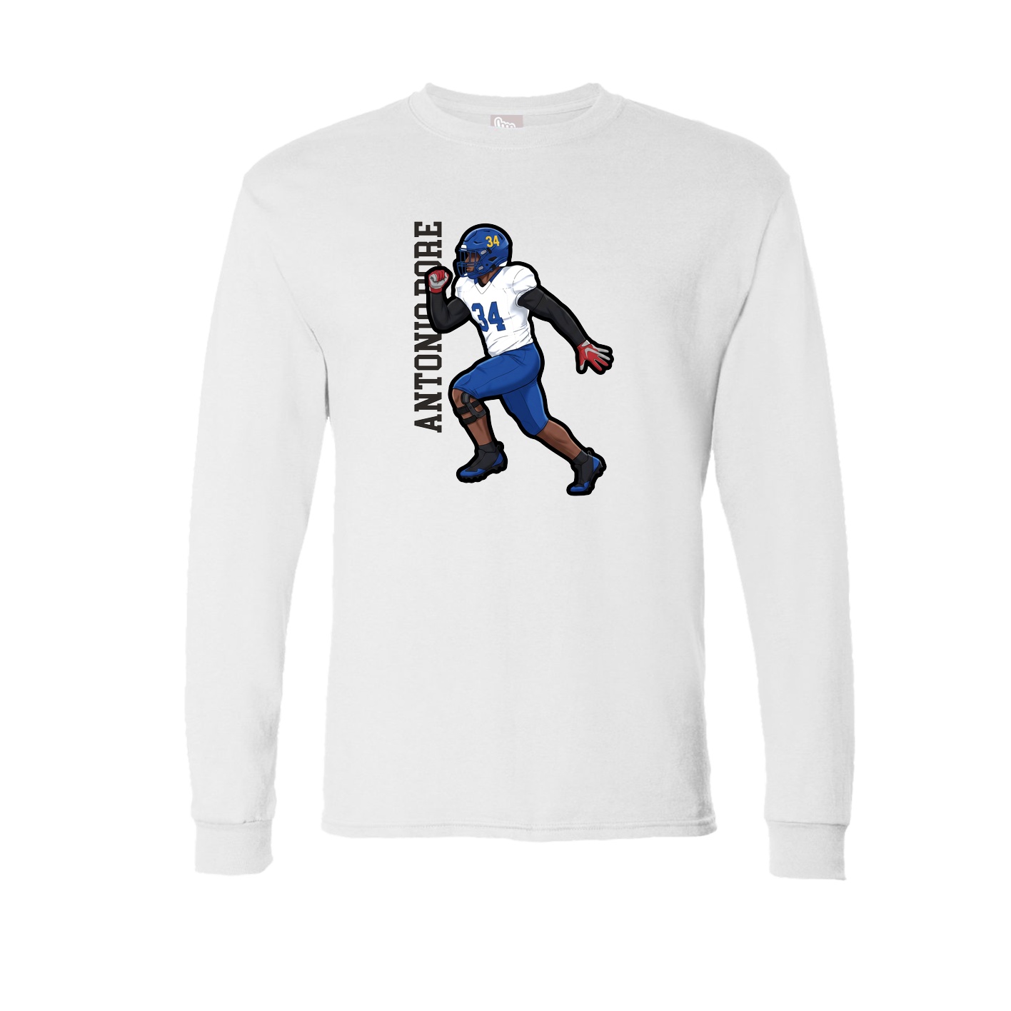 Long Sleeve Tee — Name Vertical in White